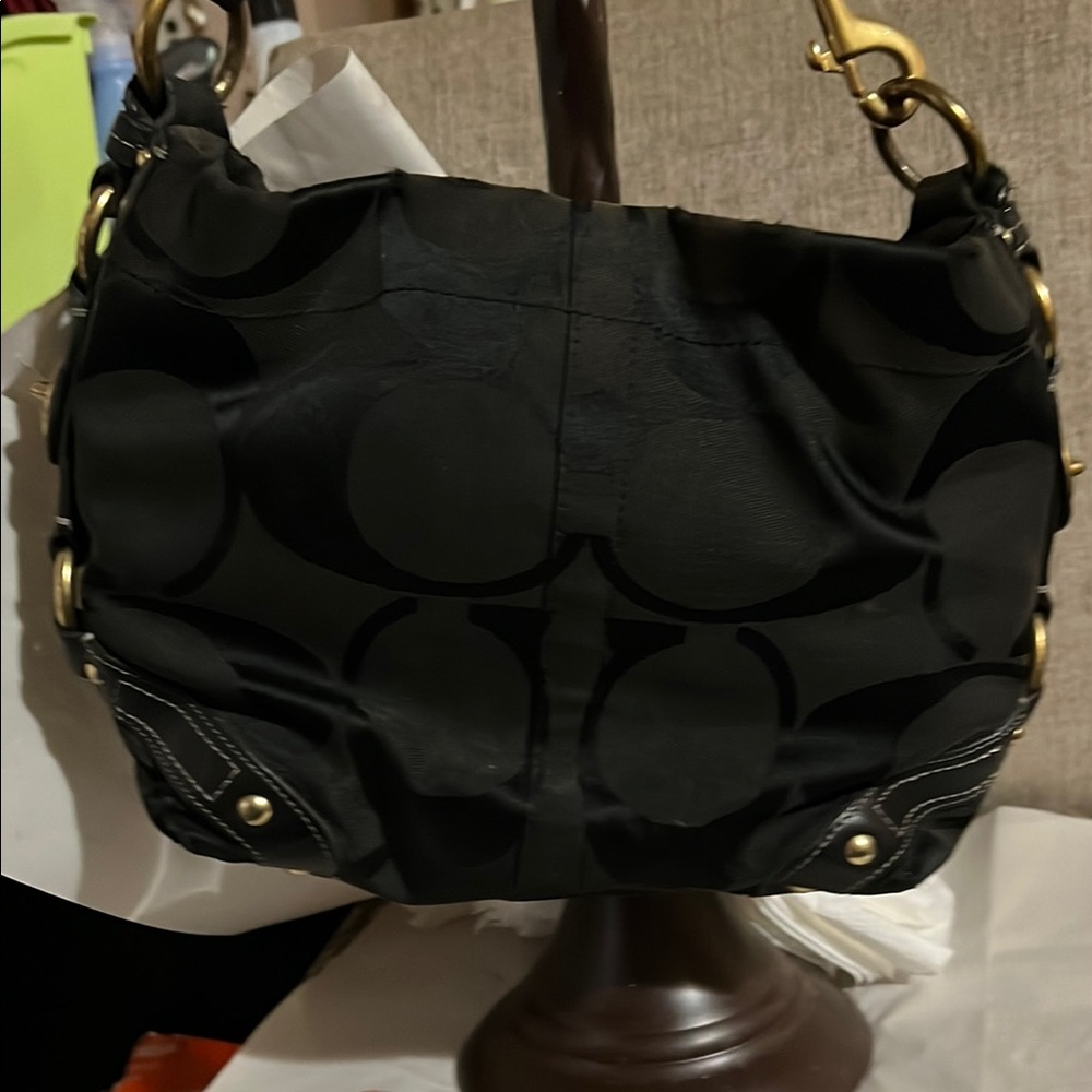 Coach Black Shoulder Bag with Gold-Tone Hardware